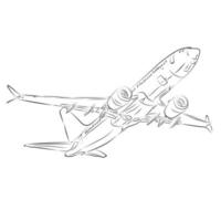 Drawing of a passenger plane with unmounted landing gear. The concept of aerial aviation. vector