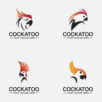 establecer cacatúa loro pájaro logo diseño vector plantilla