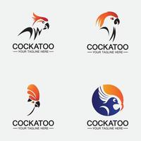 establecer cacatúa loro pájaro logo diseño vector plantilla