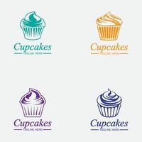 establecer plantilla de vector de diseño de logotipo de cupcake. icono de panadería de cupcakes.