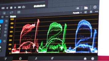 gráfico de clasificación de color o indicador de corrección de color rgb en el monitor foto