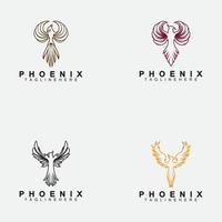 establecer plantilla de diseño de ilustración de vector de logotipo de phoenix