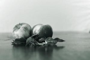 primer plano de manzana con color bw.fruta de manzana en blanco y negro.estilo ecológico y concepto de comida orgánica. foto