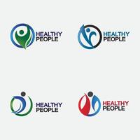 establecer plantilla de diseño de ilustración de vector de logotipo de personas de salud
