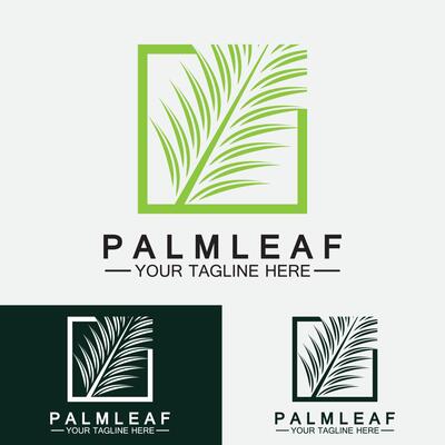 Tropical Palm leaf logo vector design template