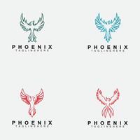 establecer plantilla de diseño de ilustración de vector de logotipo de phoenix