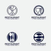 establecer el logotipo del restaurante con icono de cuchara y tenedor, concepto de bebida de comida de diseño de menú para cafetería restaurante vector