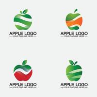 establecer el logotipo de Apple. diseño de alimentos saludables de frutas plantilla de vector de inspiración de diseño de logotipo de apple