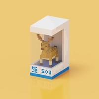 3d rendering voxel cube isometric deer animal in the box photo