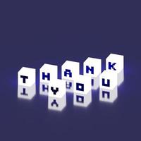 3D Rendering Neon Box Thank You Card photo