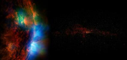Sun on space background. Elements of this image furnished by NASA. photo
