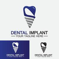 concepto de diseño de vector de logotipo de implante dental