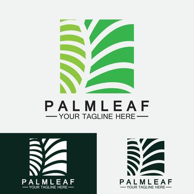 Tropical Palm leaf logo vector design template