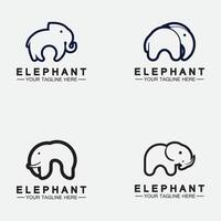 Set Elephant Logo Vector Illustrator Design Template