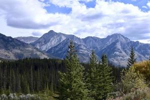 Canadian Rockies under a fall sky photo