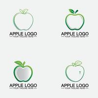 establecer el logotipo de Apple. diseño de alimentos saludables de frutas plantilla de vector de inspiración de diseño de logotipo de apple