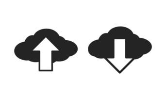 cloud design with up and down arrows, download and upload icons vector