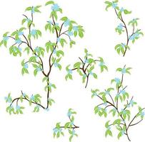 branch with leaves.Vector hand drawing set branches with leaves and stripes vector