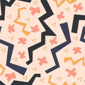 abstract seamless vector pattern chaotic different figures on contrasting background. Simple geometric pattern with Artistic shapes.