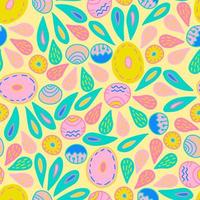 Simple abstract cartoon vector seamless pattern of dots, strokes, spots, strokes. Ovals, circles, strokes, spots, beads of various sizes and shapes.