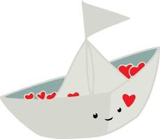 vector  pattern cute boat with hearts, hearts. Background for stationery, websites, packaging and invitation cards for Valentine's Day