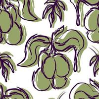 vector seamless pattern olives on a branch with leaves.