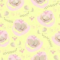 vector happy easter seamless pattern broken egg with traces of hatched chickon pink texture background isolated vector hand drawn happy easter greeting card