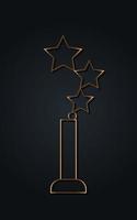 Gold STARS AWARD Statue Prize Giving Ceremony, Academy award concept vector isolated or black background