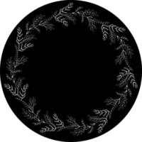 Vector isolated blank round label with botanical wreath frame. Round stickers to place images or text. Label tag for products.