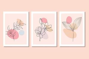Gallery Wall Art Set Printable Minimalist Floral And Leaves Wall Art Design vector