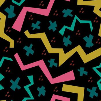 abstract seamless vector pattern chaotic different figures on contrasting background. Simple geometric pattern with Artistic shapes.