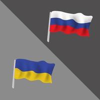 ukraine state flag real illustration vs russia state flag illustration. vector