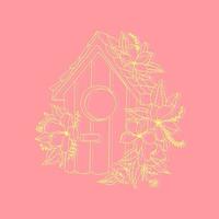 vector isolated birdhouse with flowers and leaves bird tree house