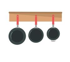 Kitchen utensils. Set of frying pan of different sizes. vector