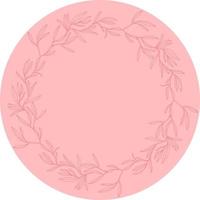 Vector isolated blank round label with botanical wreath frame. Round stickers to place images or text. Label tag for products.