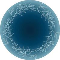 Vector isolated blank round label with botanical wreath frame. Round stickers to place images or text. Label tag for products.