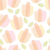 seamless shiny tulips on white background , cute greeting card or fabric vector