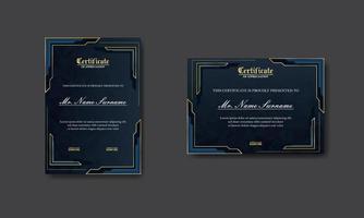 luxury certificate template design, modern with an elegant blend of gray and light blue colors along with a classic polygon texture behind it. vector