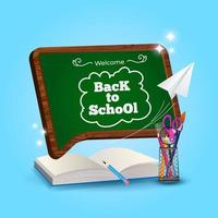 welcome back to school. school equipment background and ready to learn vector