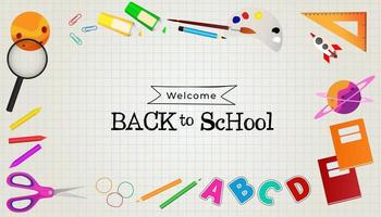 welcome back to school. school equipment background and ready to learn