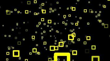 Yellow square particle motion background. Faded wallpaper animation with black color. Flying yellow bubble. video