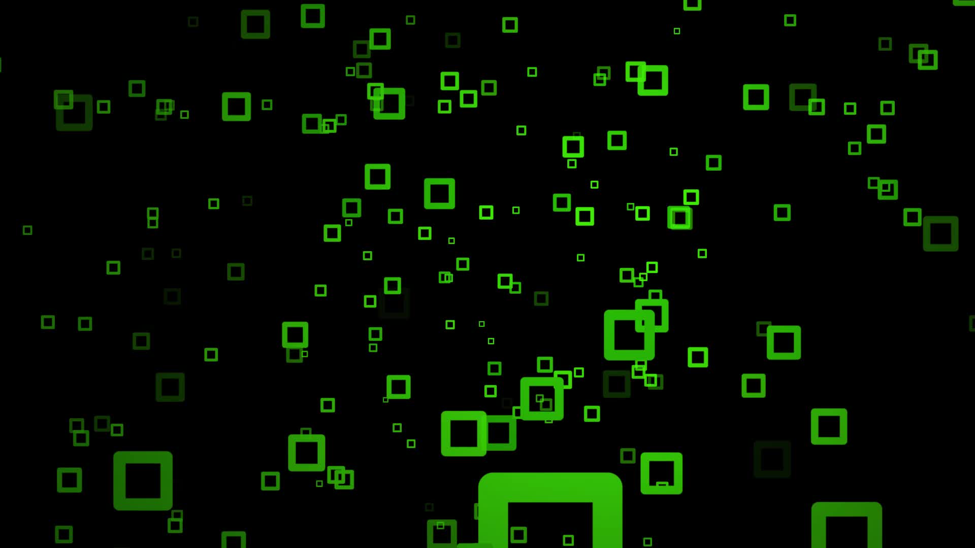 Green square particle motion background. Faded wallpaper animation with