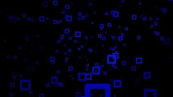 fundo de movimento de partícula quadrada azul sólido. animação de papel de parede desbotada com cor preta. bolha voadora. video