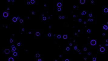 fundo de movimento de partículas de círculo azul. animação de papel de parede desbotada com cor preta. bolha voadora. video