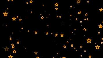 Orange star particle motion background. Faded wallpaper animation with black color. Flying bubble.