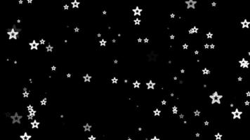 fondo de movimiento de partículas de estrella blanca. animación de papel tapiz descolorida con color negro. burbuja voladora.