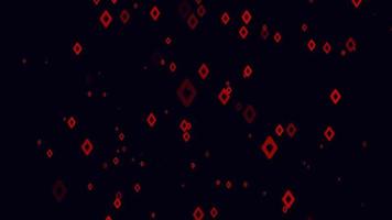 sfondo di movimento delle particelle di rombo rosso. animazione dello sfondo sbiadito con colore nero. bolla volante. video