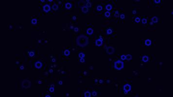 Blue hexagon particle motion background. Faded wallpaper animation with black color. Flying bubble. video