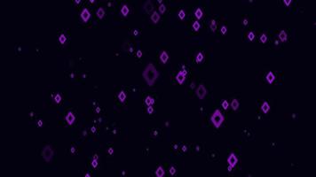 fondo de movimiento de partículas de rombo púrpura. animación de papel tapiz descolorida con color negro. burbuja voladora. video