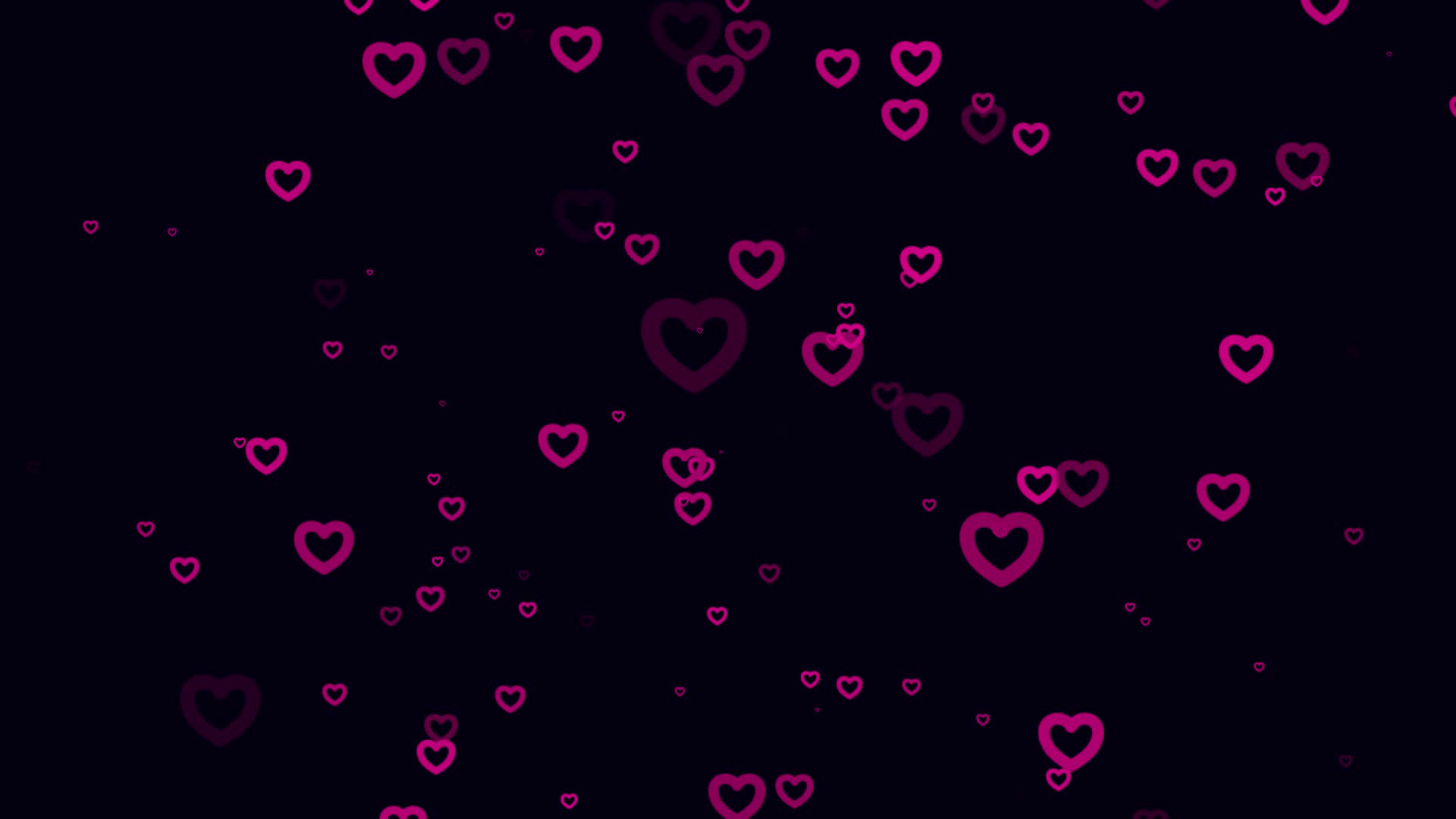 Pink heart particle motion background. Faded wallpaper animation with